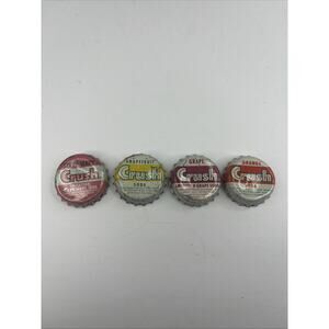 4 Rare Vintage Imitation Orange Grape Strawberry Grapefruit Soda Pop Cork Caps